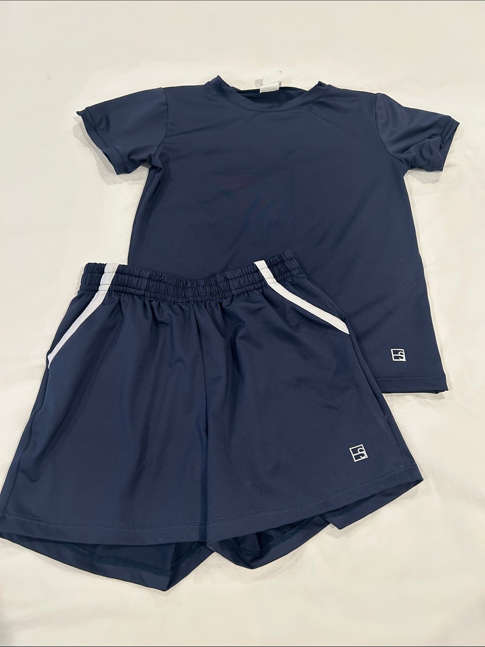 Navy Active Short Set with White Trim
